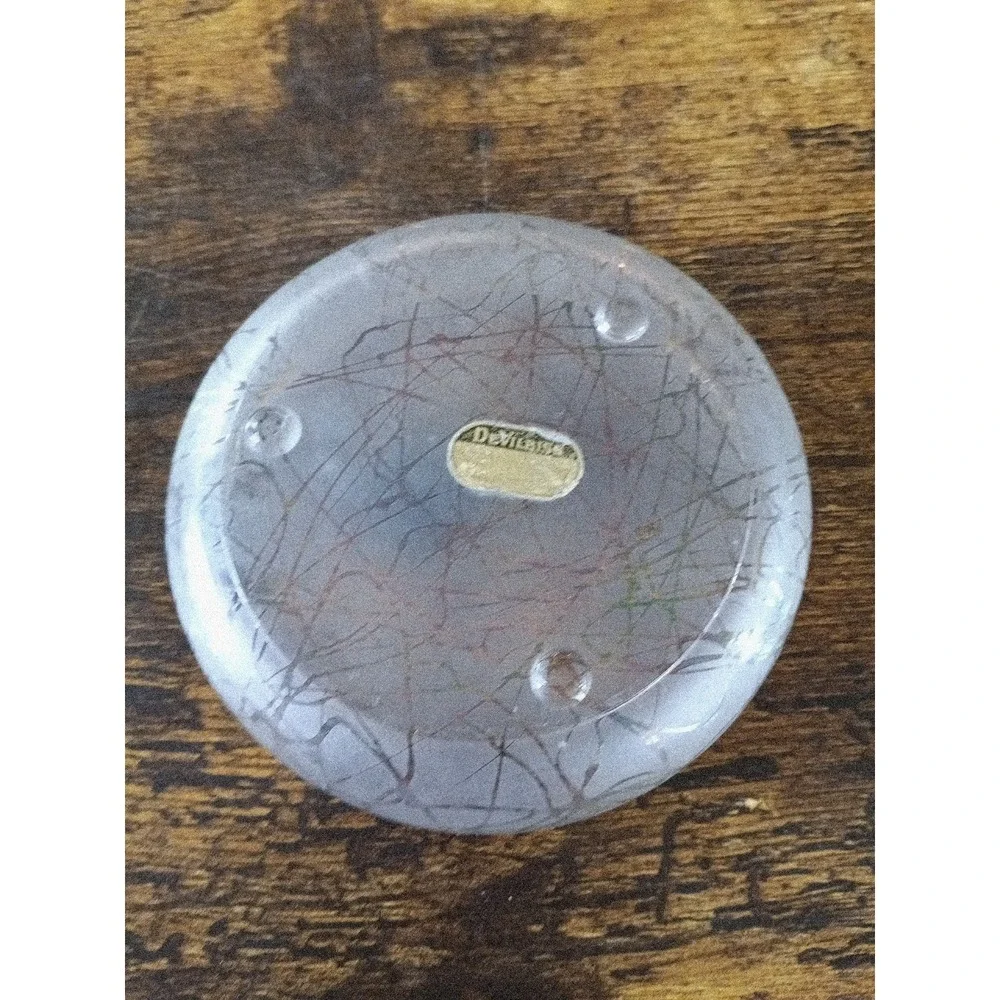 Vintage DeVilbiss Art Deco Glass Bowl Gold Vein Overlay Trinket Tray 20s/30s